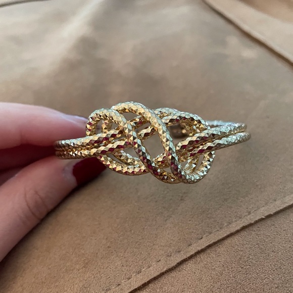 Vintage Gold Toned Faceted Knot Bracelet Cuff - Picture 4 of 9